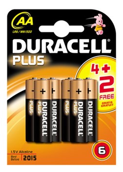 Duracell DUR084698, BONUS-AKTION, Plus Alkaline Batterien, Mignon AA, 4 + 2 Stück