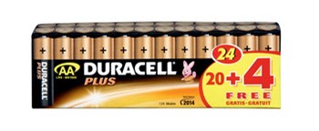 Duracell DUR087033, BONUS-AKTION, Plus Alkaline Batterien, Mignon AA, 20 + 4 Stück