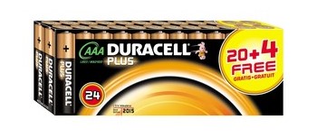 Duracell DUR087040, BONUS-AKTION, Plus Alkaline Batterien, Micro AAA, 20 + 4 Stück