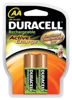 Duracell DUR087811, Nickel-Metallhydrid Akkus, sofort einsetzbar, Mignon AA Active Charge, 2100mAh, 2 Stück