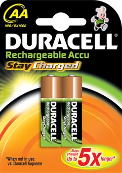 Duracell DUR203846, StayCharged NiMH Accu, AA, 1,2V, 2000mAH, bereits vorgeladen, 2er Pack