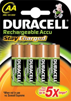 Duracell DUR203853, StayCharged NiMH Accu, AA, 1,2V, 2000mAH, bereits vorgeladen, 4er Pack