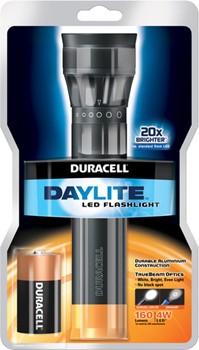Duracell DUR204096, Daylite LED-Taschenlampe, inkl. 2 D Batterien, 160 Lumen, 145m Reichweite, 1 Stück