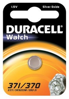 Duracell DUR936847, Uhren-Batterie 371/370, 1,5V, 40mAh, Silberoxid, 1 Stück