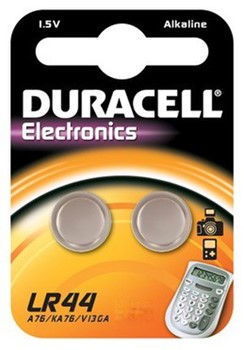 Duracell DUR936915, Elektronik-Batterie LR44, 1,5V, 105 mAh, Alkaline, 2 Stück