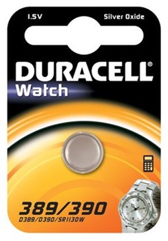 Duracell DUR953141, Uhren-Batterie 389/390, 1,5V, 80mAh, Silberoxid, 1 Stück