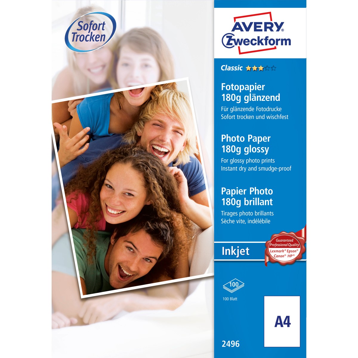 Avery Zweckform Classic Inkjet Fotopapier DIN A4 180g Seidenmatt 40 Blatt 