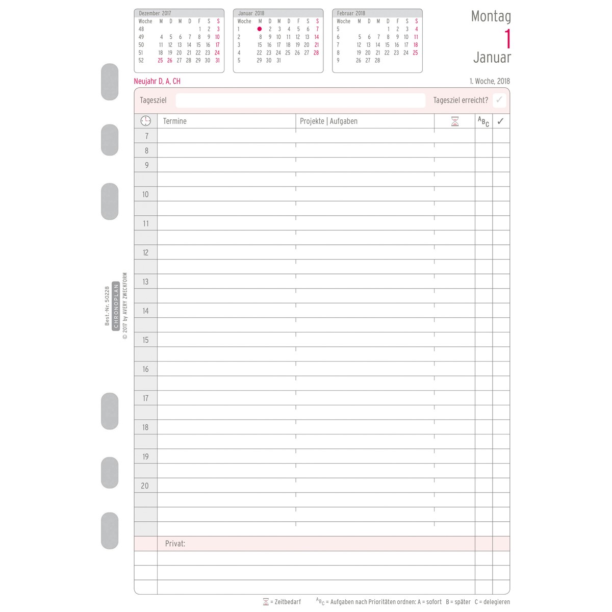 Avery Dennison Zweckform Chronoplan 50263 Bolsillo Planificador