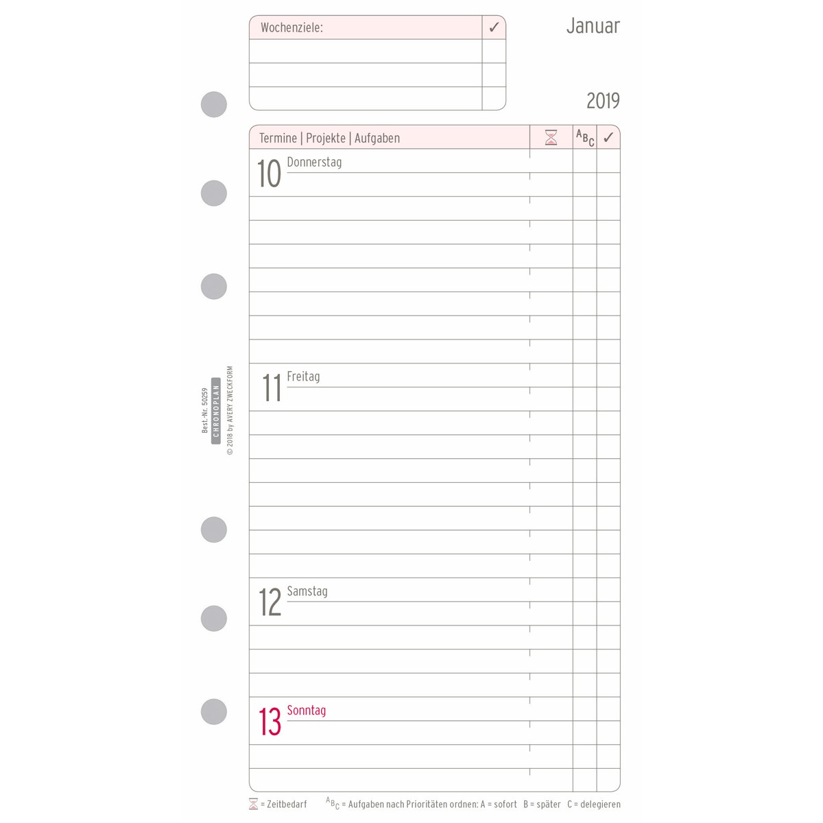Avery Zweckform 50175 Chronoplan Terminplaner Mobil Midi Compact