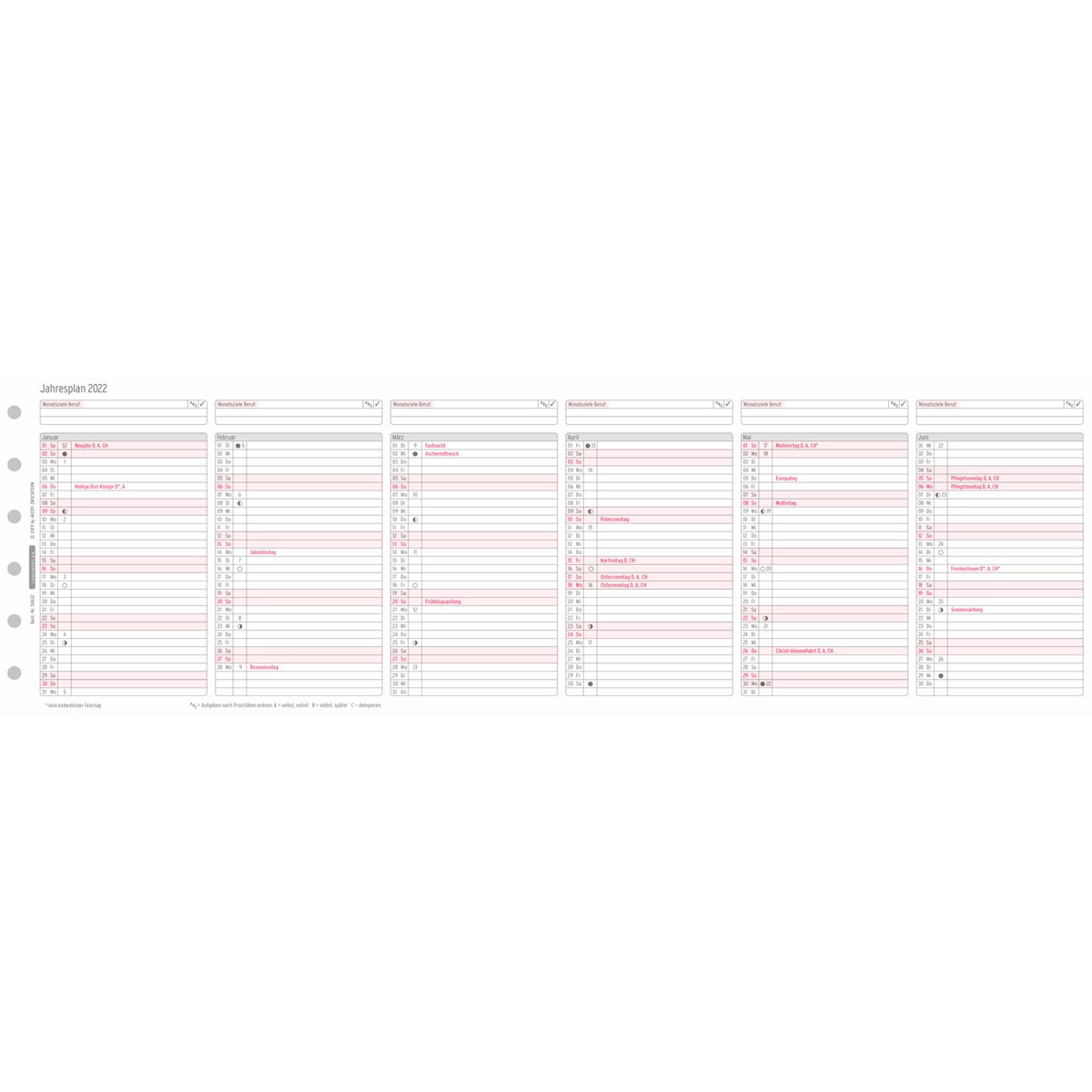 Avery Zweckform 50632 Chronoplan Jahresplan 2022 