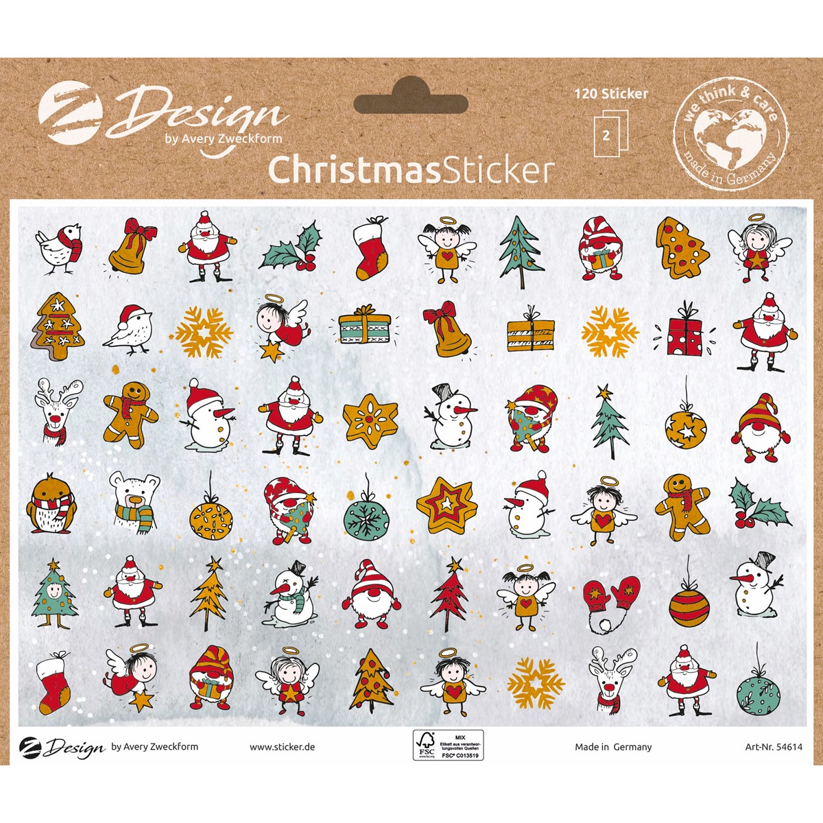 Z-Design 54614 Papier Sticker Weihnachtmotive, geprägt