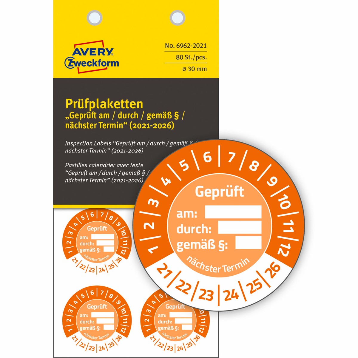 AVERY Zweckform Prüfplaketten 120 Stück - Violette Prüfaufkleber 2022-2027