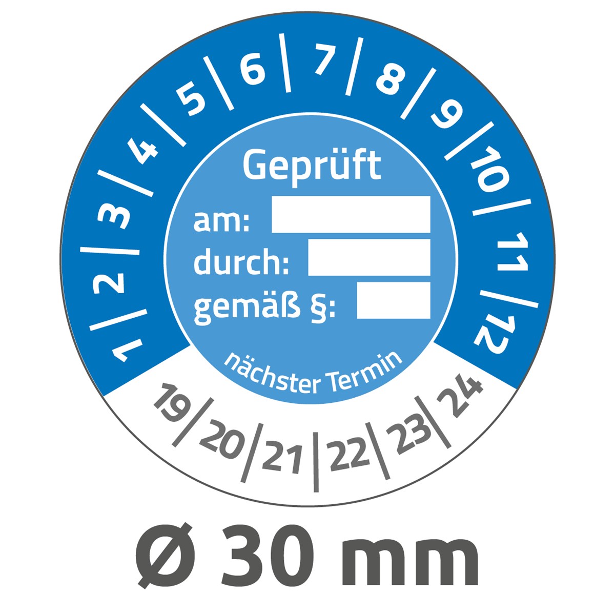 Nächste Prüfung Prüfplaketten WEISS 20 I 30 I 40 mm I Wartungsetiketten Nächste Prüfung Prüfplaketten WEISS 20 I 30 I 40 mm I Wartungsetiketten
