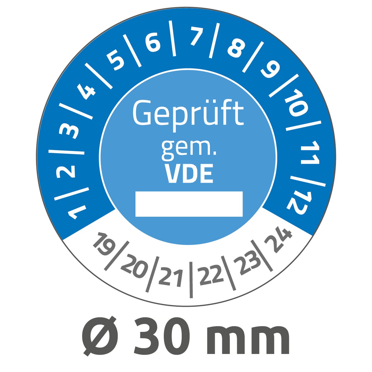 Elektro Prüfplaketten 2026-2031 - 1000 Stück Gelb-schwarz 20mm VDE Geprüft