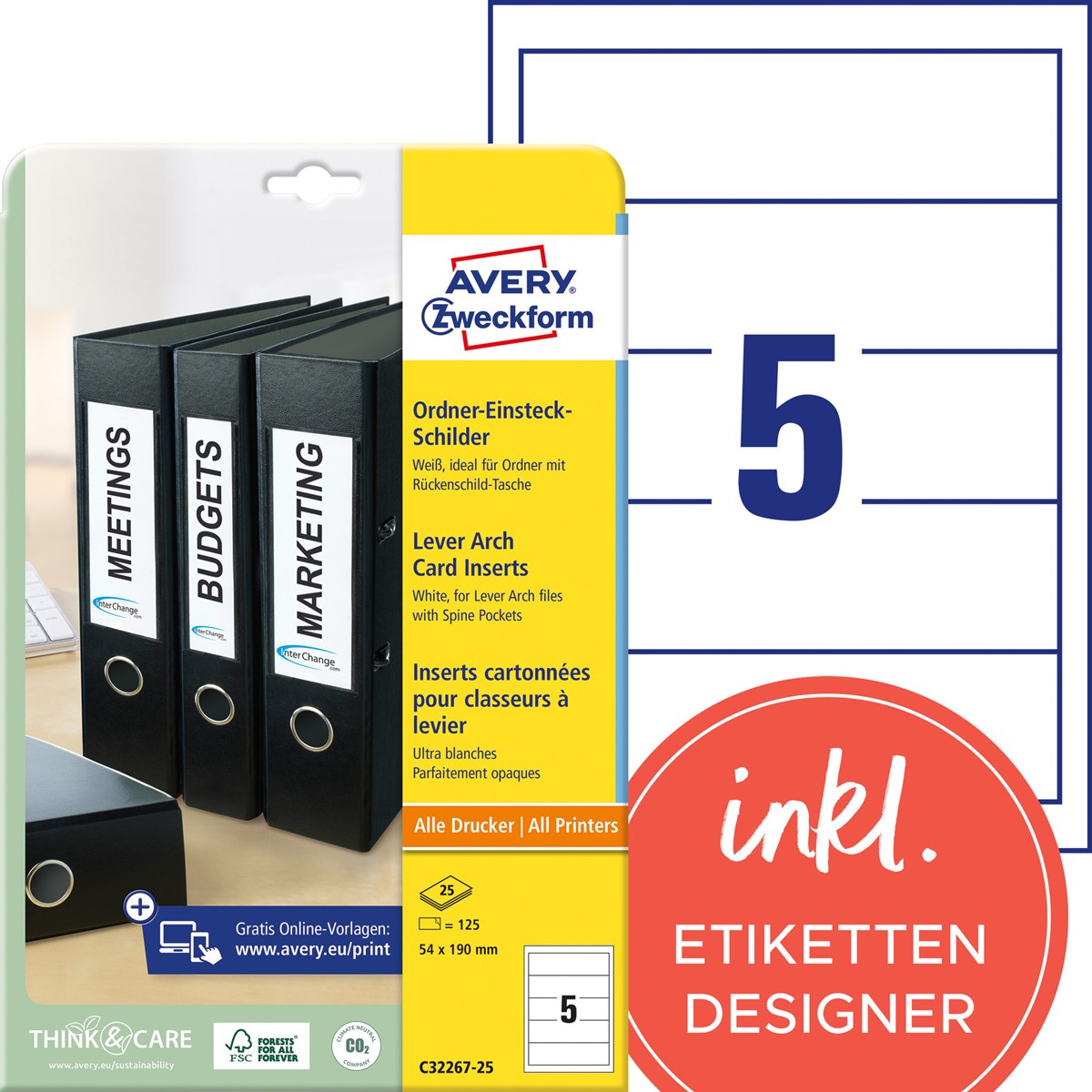 Avery Zweckform Ordneretiketten beschriftbar Etiketten Ordner A4 Bogen Auswahl