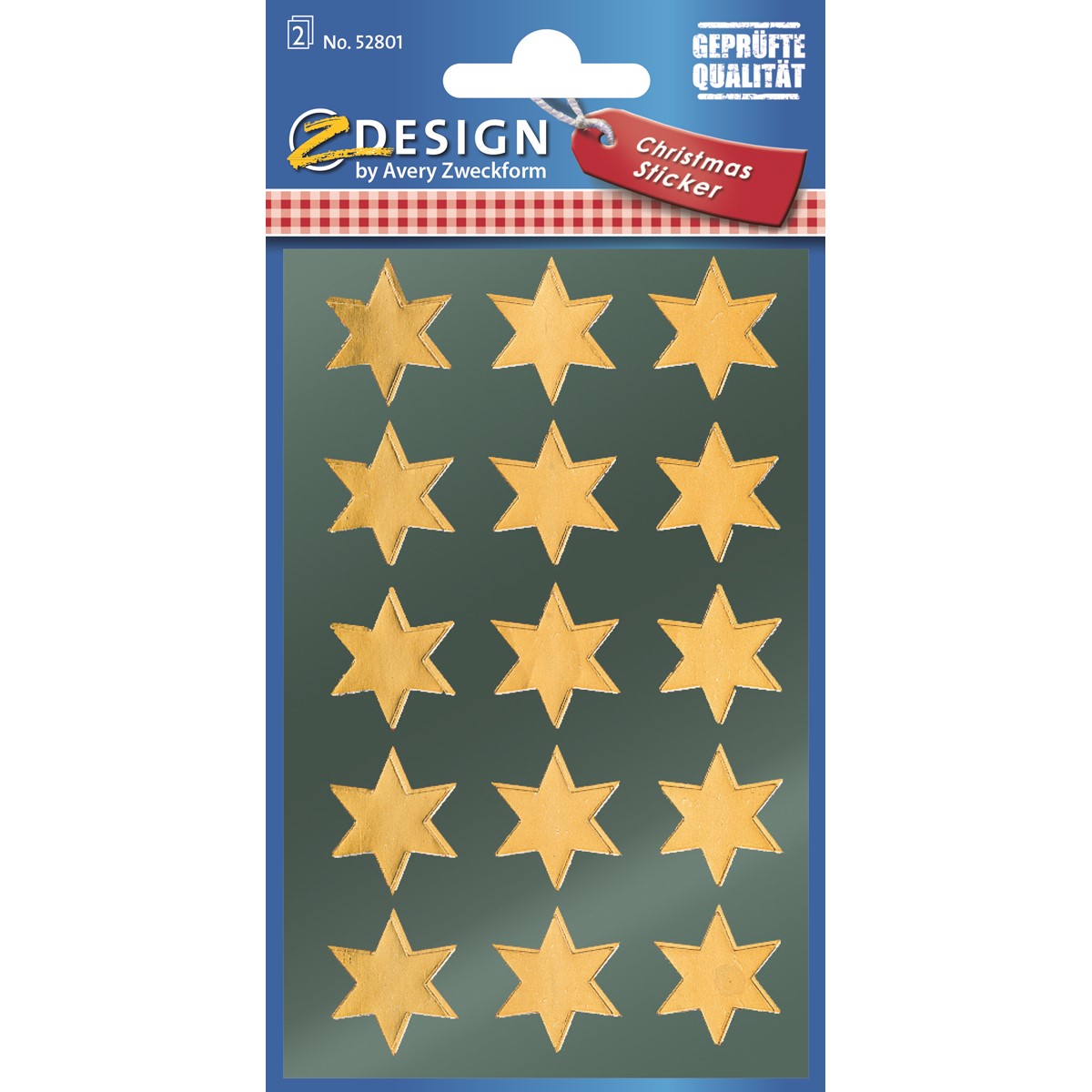 Z-Design 52801 Glanzpapier Sticker Sterne gold, glänzend