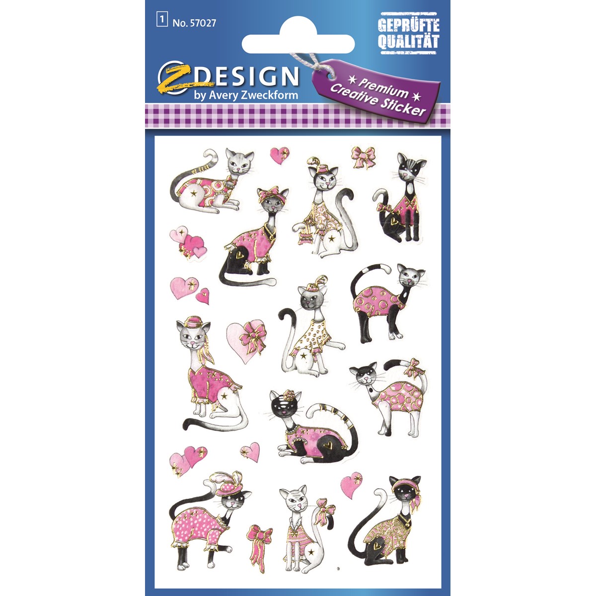 Z-Design 57027 Premium Papier Sticker Katzen, geprägt