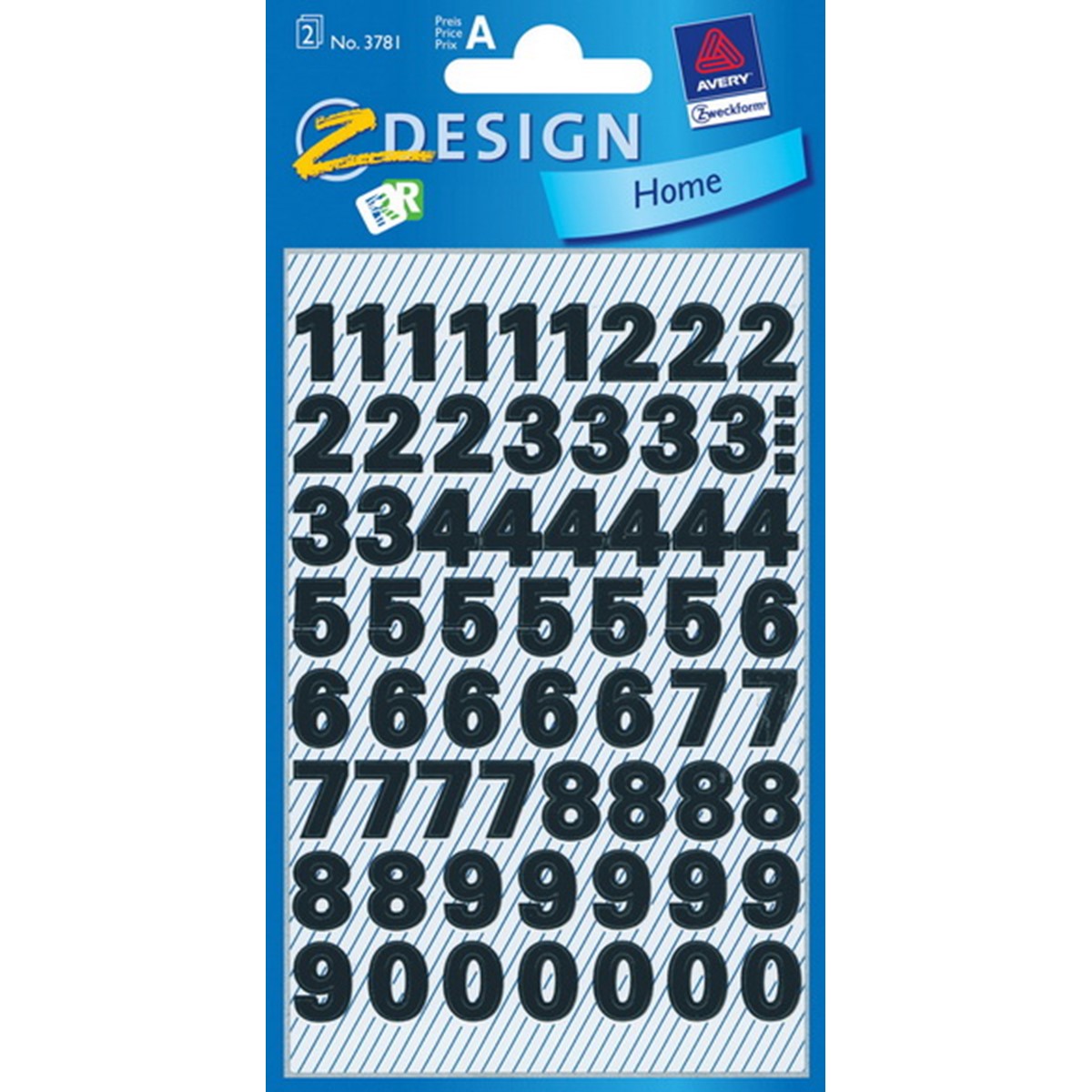 Z-Design 3781 Zahlen Etiketten, schwarz