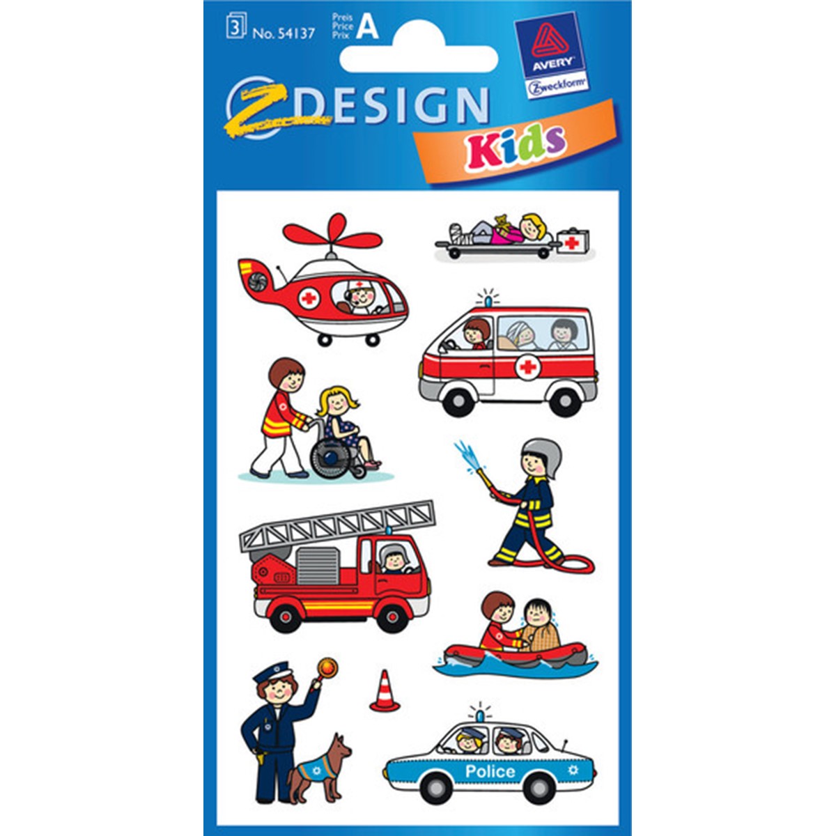 Z-Design 54137 Papier Sticker Feuerwehr + Polizei