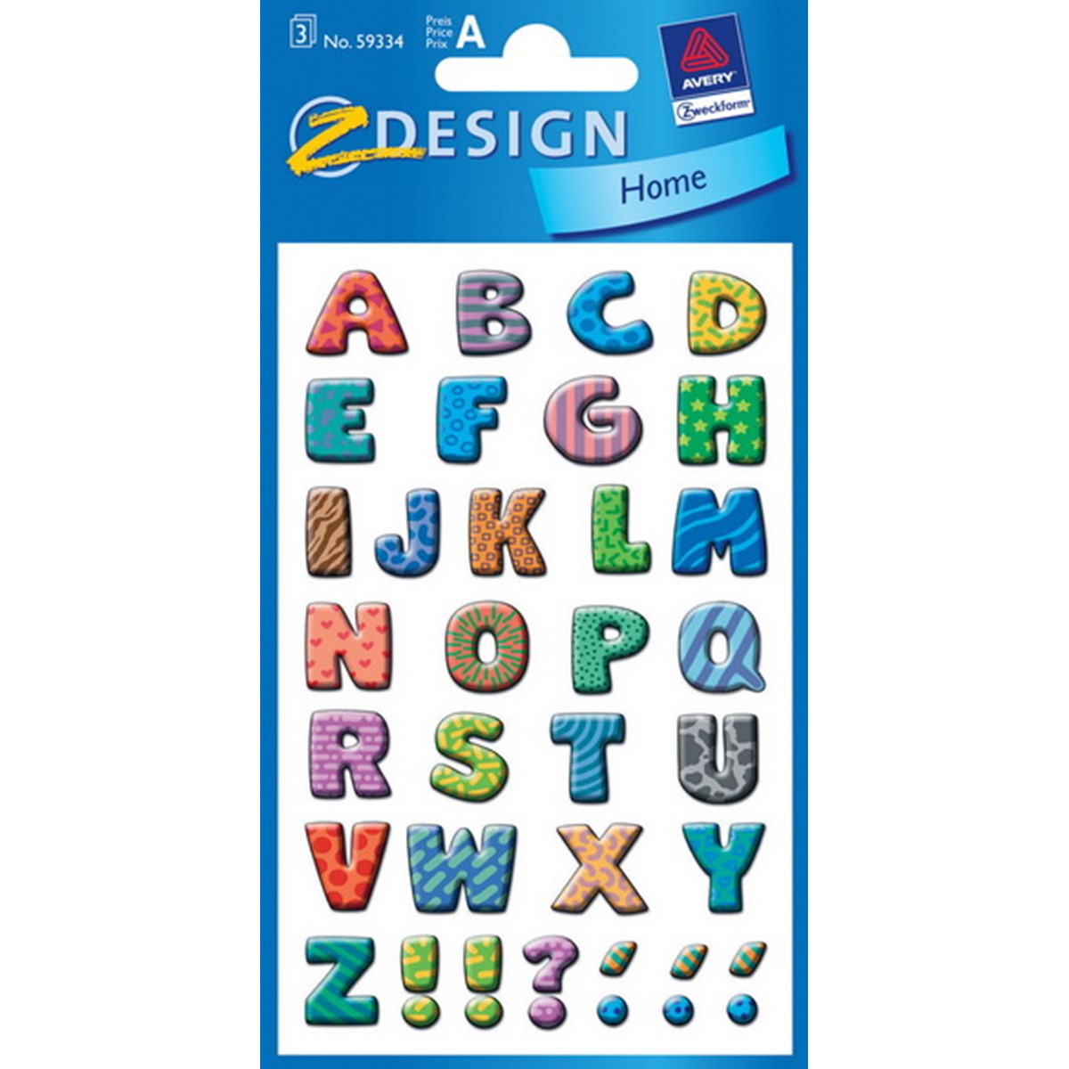 Z-Design 59334 Buchstaben Etiketten, Buchstaben bunt, bunt
