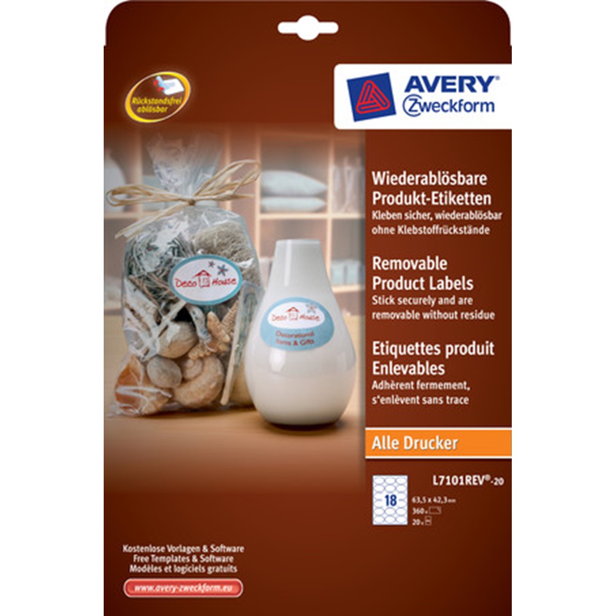 L710420:Avery L7104REV-20 étiquettes Produits Enlevables, Diamètre 60