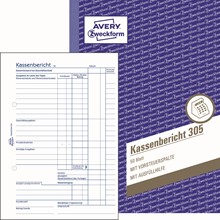 Avery Zweckform Kassenbericht ohne Durchschlag mit Mikroperforation, A5, 5er Pack
