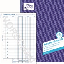 Avery Zweckform Kassenabrechnung 1. und 2. Blatt bedruckt, mit MwSt.-Spalte für Ausgaben, A4