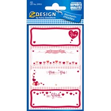 Z-Design Haushaltsetiketten, Papier, Herzen, rot, rosa, weiß