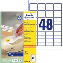 Avery Zweckform Wiederablösbare Etiketten, 45,7 x 21,2 mm, weiß