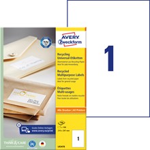 Avery Zweckform Recycling Etiketten 210x297 mm, 100 Bögen
